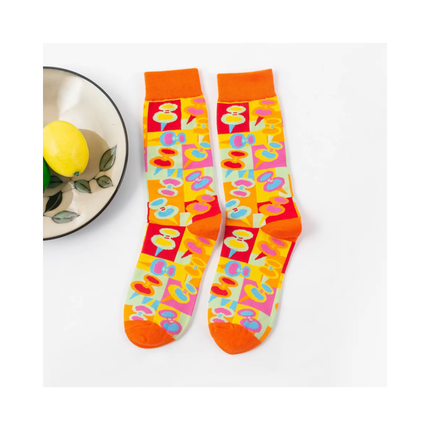 Colorful Abstract & Candy Pattern Crew Socks – 6 Pairs Set