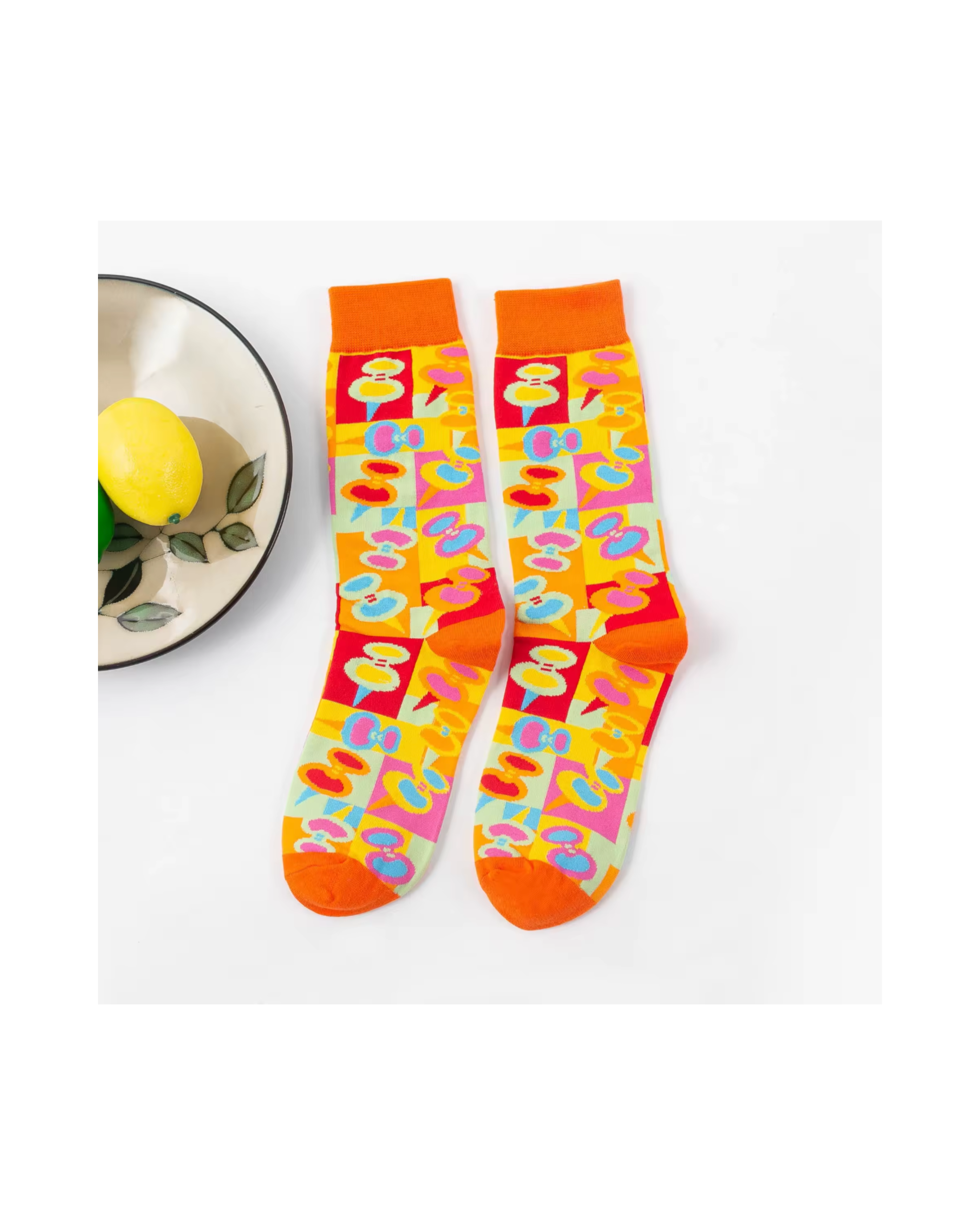Candy Color Socks Colorful Abstract & Candy Pattern Crew Socks – 6 Pairs Set – Piso-online