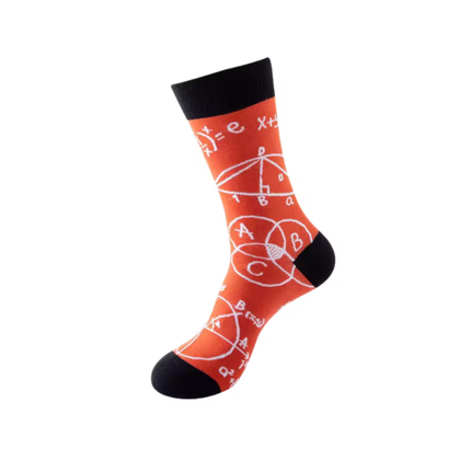 Geometric Formula Print Crew Socks – Casual Comfort