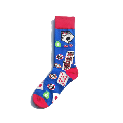 Casino Card Game Print Crew Socks – Novelty Casual Style