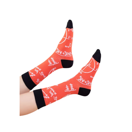 Geometric Formula Print Crew Socks – Casual Comfort