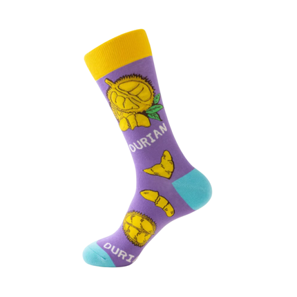 Tropical Fruit Print Crew Socks – 5 Pairs Set