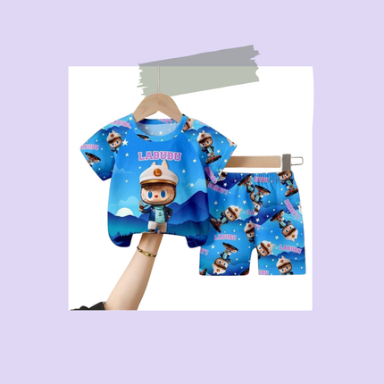 Kids Cartoon T-Shirt & Shorts Set – Colorful 2-Piece Outfit, Sizes 16 & 18, 9–12 Years Old