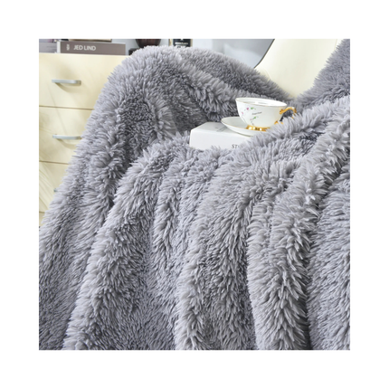 DECOSY Shaggy Long Faux Fur Throw Blanket – 88 x 90 in