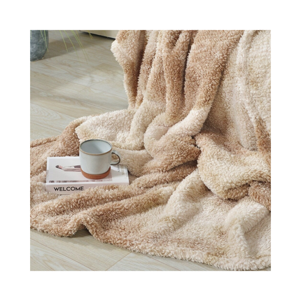 DECOSY Ultra Soft Faux Fur Throw Blanket – Beige, 88 x 90 in