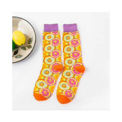 Colorful Abstract & Candy Pattern Crew Socks – 6 Pairs Set