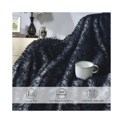 DECOSY Luxury Faux Fur Throw Blanket – Silver Gray, 88 x 90 in