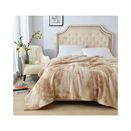DECOSY Ultra Soft Faux Fur Throw Blanket – Beige, 88 x 90 in