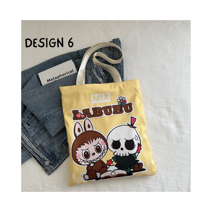 Labubu Canvas Tote Bag – 1pc, 12.75 x 14.75 in