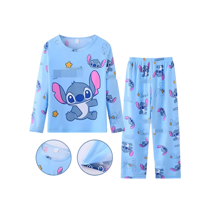 Kids Cartoon Pajama Set – Long Sleeve Top + Pants, Sizes 8 & 10, 2–5 Years Old