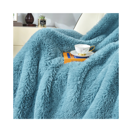 DECOSY Shaggy Long Faux Fur Throw Blanket – 88 x 90 in