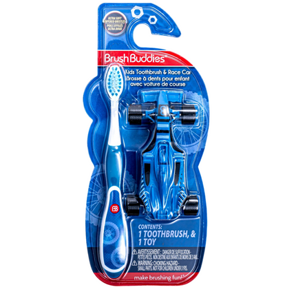 Brush Buddies Kids Toothbrush & Race Car – Blue