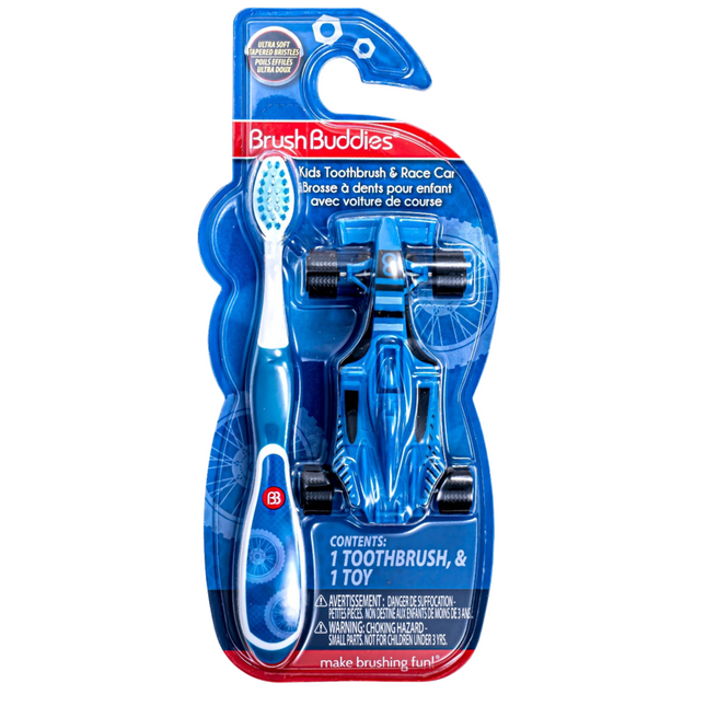 Brush Buddies Kids Toothbrush & Race Car – Blue