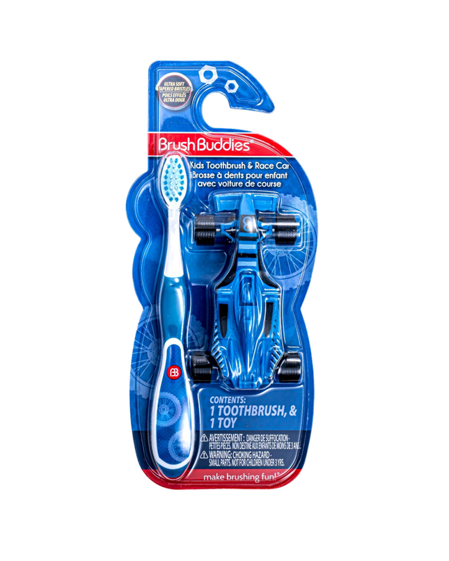 Brush Buddies Kids Toothbrush & Race Car – Blue