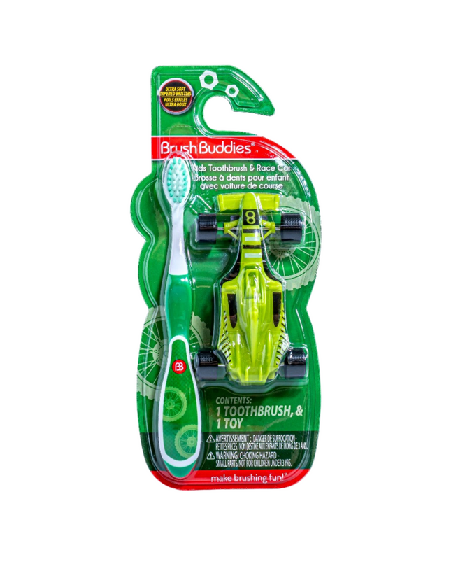 Brush Buddies Kids Toothbrush & Race Car – Green