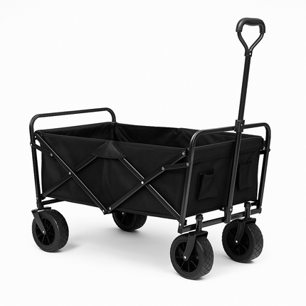 Collapsible Folding Cart Utility Wagon – Black, 51 x 14.5 x 64 cm