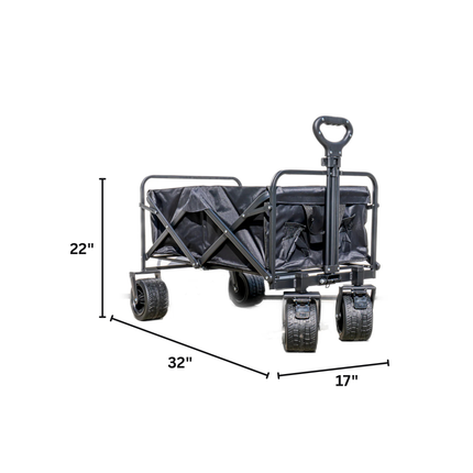 Collapsible Folding Utility Wagon with Fat Tires – 32 x 17 x 22 in