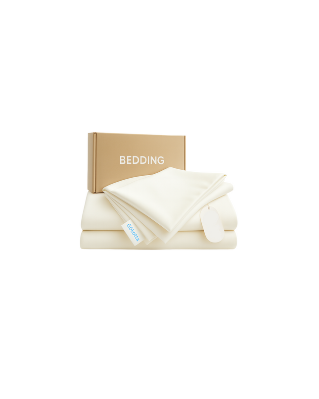 Gökotta Bedding 4 pcs Set (2 Pillowcases, 1 Flat Sheet & 1 Fitted Sheet) – Cream White, Queen Size