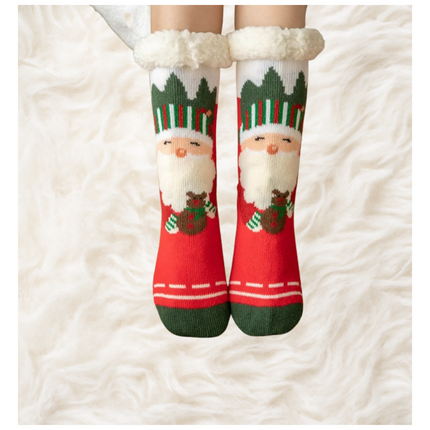 Christmas Santa Fuzzy Socks – 1 Pair, One Size Fits All