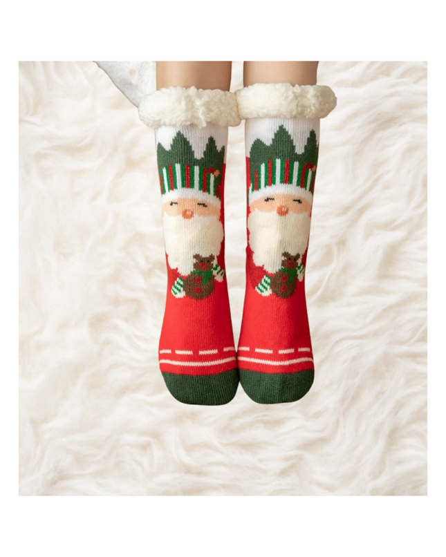 Christmas Santa Fuzzy Socks – 1 Pair, One Size Fits All