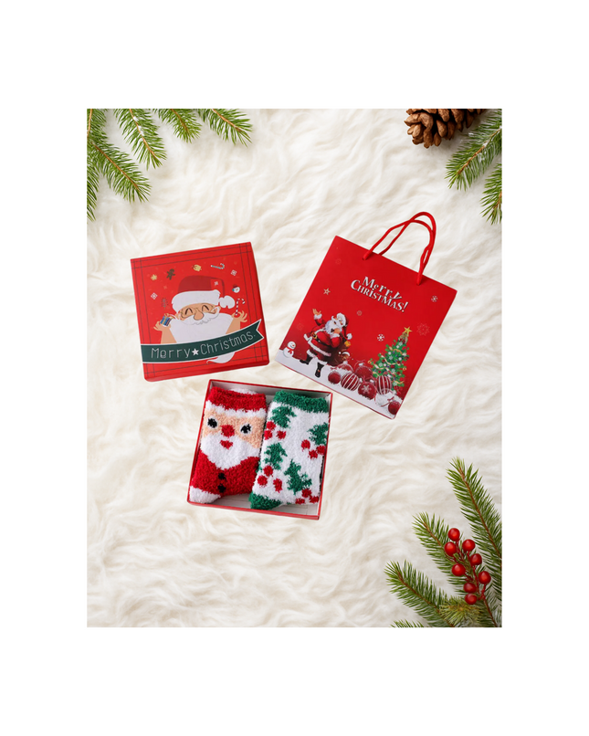 Christmas Fuzzy Cozy Socks Gift Set – 2 Pairs, One Size Fits All