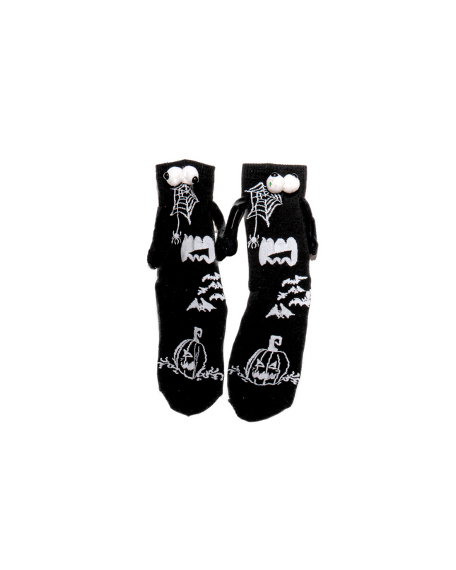 Funny 3D Magnetic Halloween Crew Socks – 1 Pair, One Size (Adults)