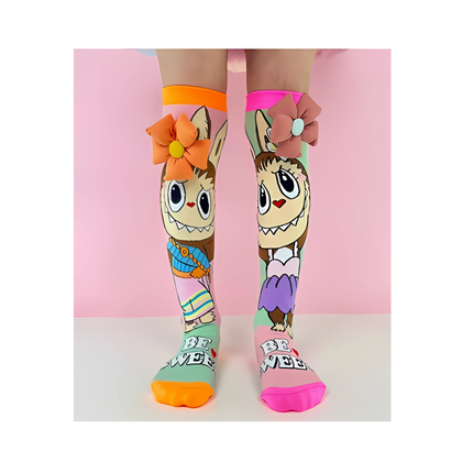 Labubu Character Knee High Socks with Bow – Kids Size
