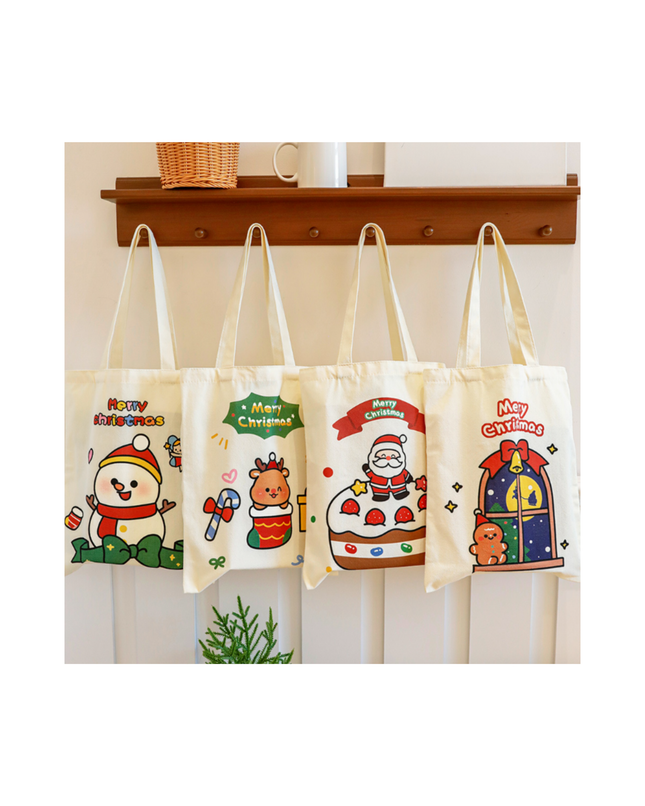 Christmas Canvas Tote Bag – 1pc, 30.8 x 60 cm