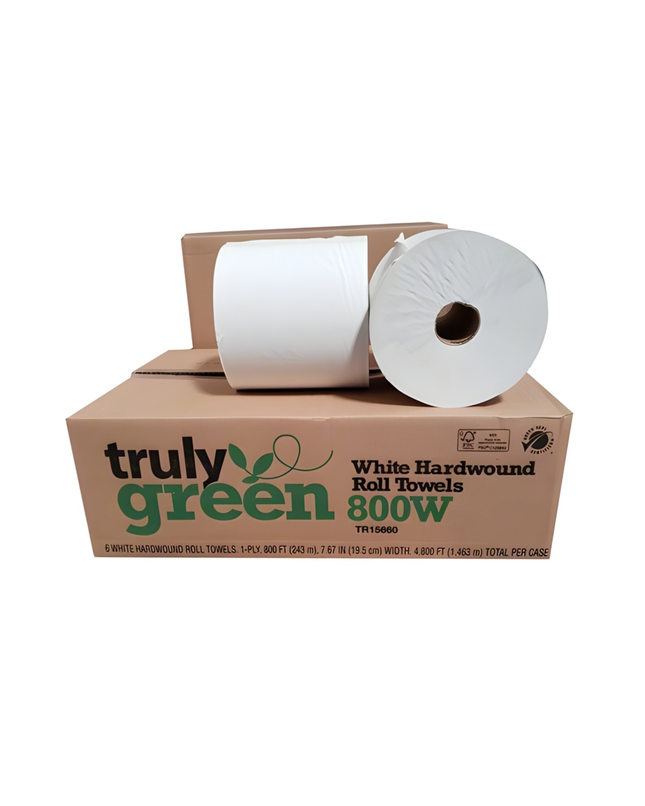 Golden Gate 800W Truly Green Roll Towel – White, 6 Rolls | 800 ft Each