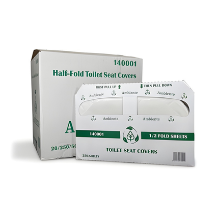 Ambiente Half Fold Toilet Seat Cover – 20 Packs | 250 Covers Each