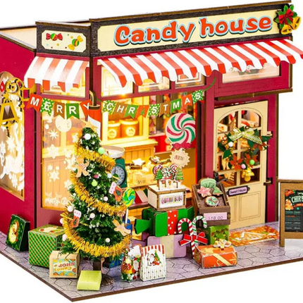 DIY Miniature House Kit Model PC2502 - Candy House , 19.2 × 16.5 × 16 cm | Approximately 7.6 × 6.5 × 6.3 inches