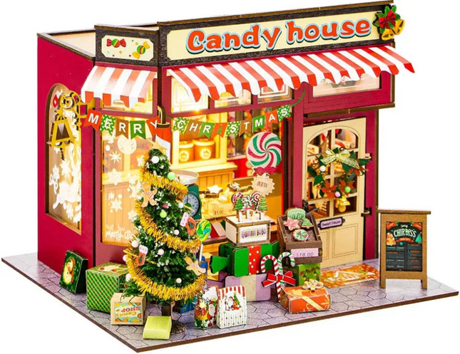 DIY Miniature House Kit Model PC2502 - Candy House , 19.2 × 16.5 × 16 cm | Approximately 7.6 × 6.5 × 6.3 inches