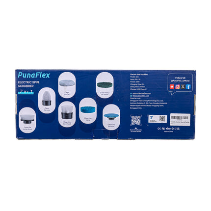 Punaflex Electric Spin Scrubber – Cordless, 7-in-1 Cleaning Brush Set