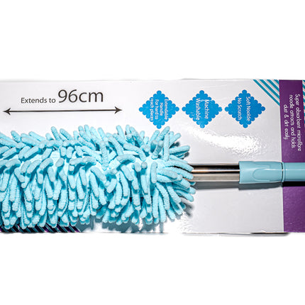 Microfiber Noodle Duster with Extendable Handle – Pastel Blue, Extends up to 96cm