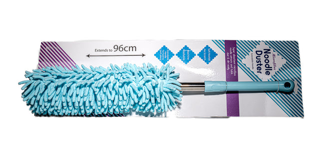 Microfiber Noodle Duster with Extendable Handle – Pastel Blue, Extends up to 96cm