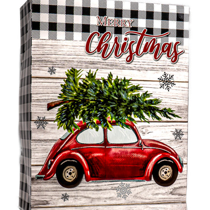Christmas Gift Box – Red Car Tree Design, 13” x 10” x 4”