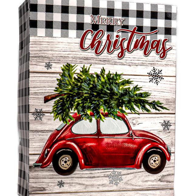 Christmas Gift Box – Red Car Tree Design, 13” x 10” x 4”