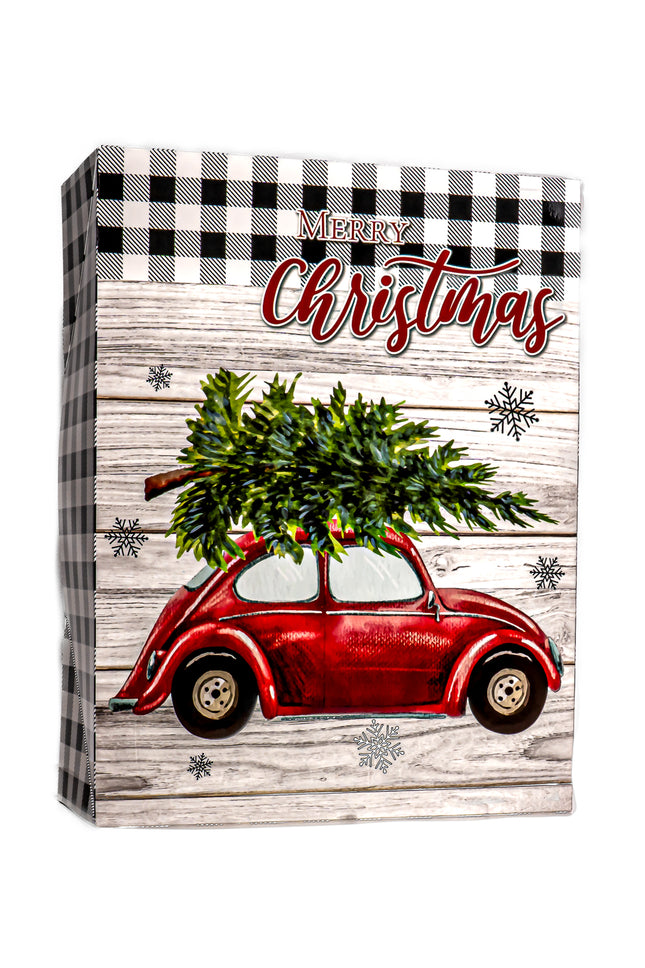 Christmas Gift Box – Red Car Tree Design, 13” x 10” x 4”