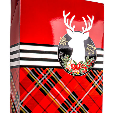 Christmas Gift Box – Red Plain Deer Design, 17” x 13” x 4”