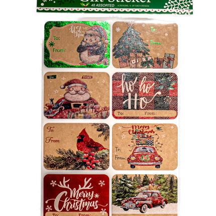 Christmas Gift Label Stickers – 8 Designs, 6 Sheets per Pack