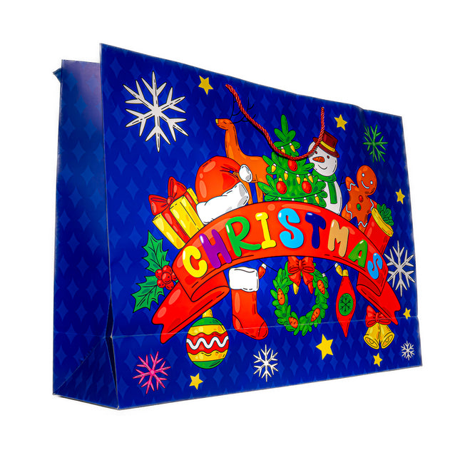 XL Christmas Gift Bag – Cute Holiday Cartoon Designs, 21.5” x 6.25” x 16”