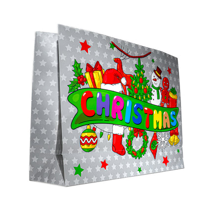 XL Christmas Gift Bag – Cute Holiday Cartoon Designs, 21.5” x 6.25” x 16”