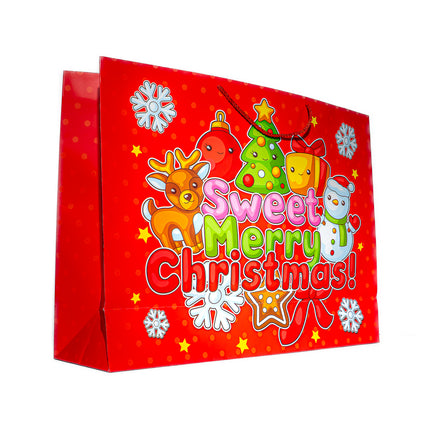 XL Christmas Gift Bag – Cute Holiday Cartoon Designs, 21.5” x 6.25” x 16”