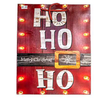 Christmas Gift Bag – Ho Ho Ho Belt Light Design, 12.4” x 4.5” x 17.5”