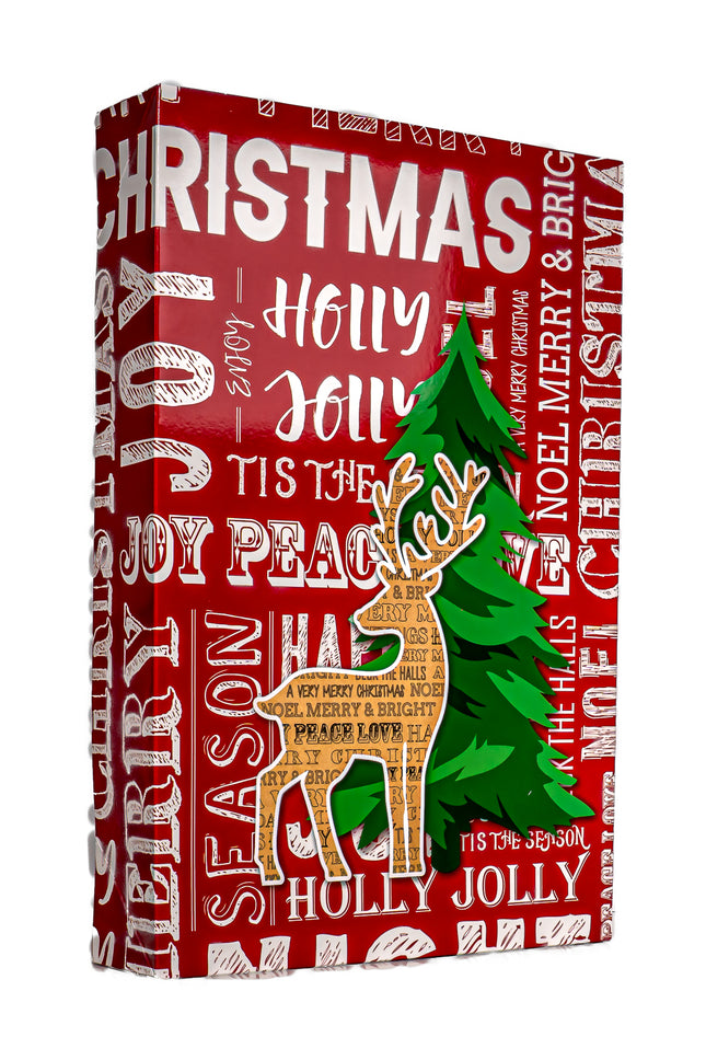 Christmas Gift Box – Red Letter Tree Design, 14.75” x 10” x 2.25”