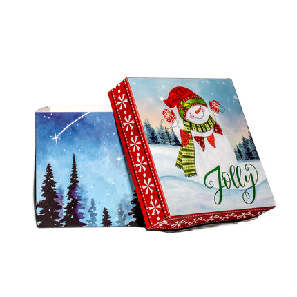 Christmas Gift Box – Snowman Jolly Design, 5” x 5” x 4”
