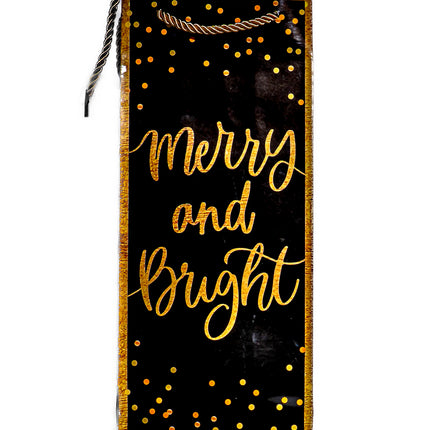 Christmas Wine Gift Bag – Merry & Bright Design, 5.25” x 3.25” x 13”