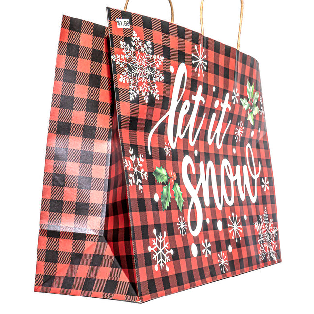 Christmas Gift Bag – Let It Snow Design, 20” x 15” x 7”