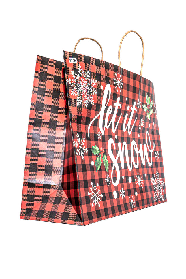 Christmas Gift Bag – Let It Snow Design, 20” x 15” x 7”