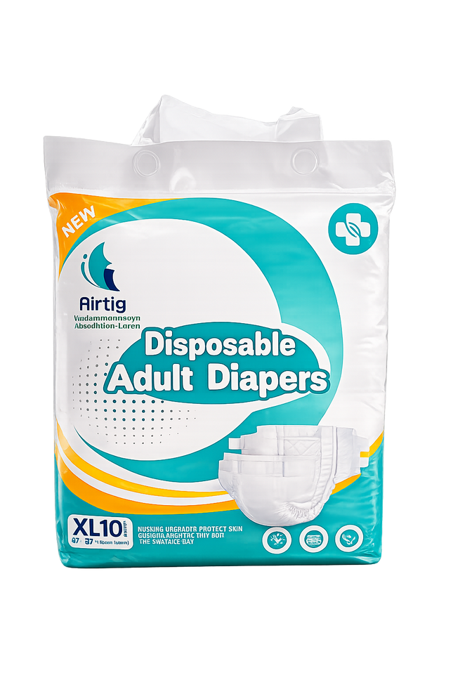 Airtig Disposable Adult Diapers XL (10 Pieces) – High Absorbency Adult Incontinence Briefs